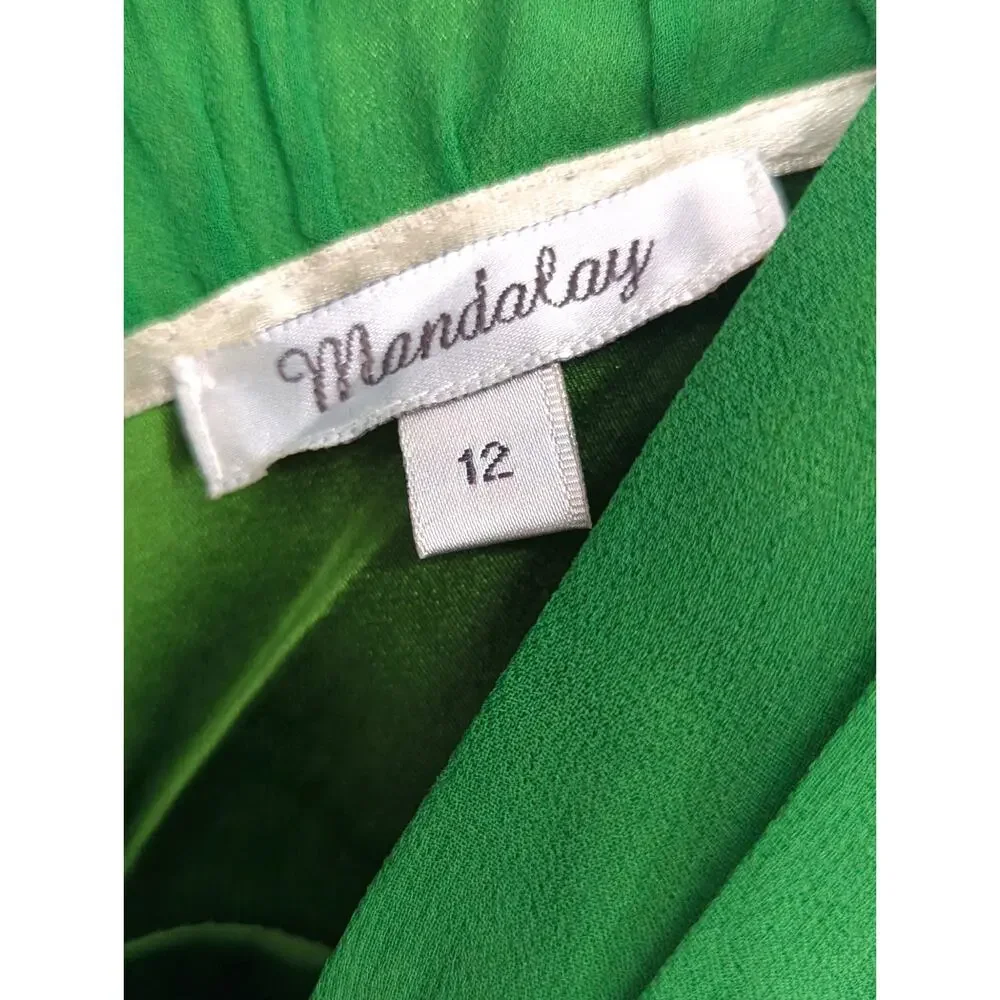 Mandalay Green Silk Beaded Empire Waist Maxi Dress Size 12